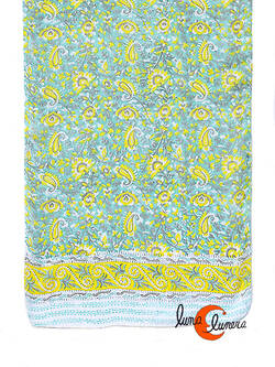 Pañuelo de algodón tipo fular. verde agua y amarillo.