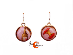 Mondo Manzana, bisutería con magaya de sidra. Pendientes minis Letizia, rosa fuerte.
