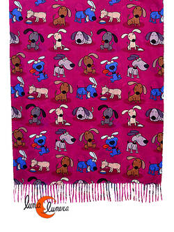 Bufanda con perros, fucsia.