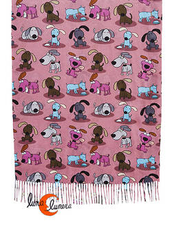 Bufanda con perros, rosa palo.