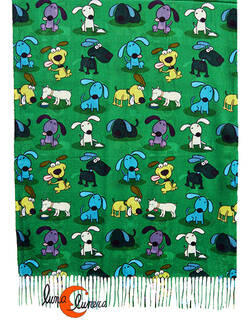 Bufanda con perros, verde.