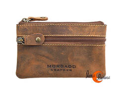Monederos de piel Morgado, mediano rectangular tres cremalleras. Piel clara.