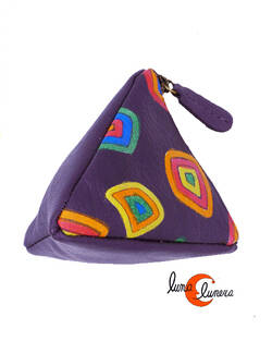 Monederos de piel Grescart. Monedero pirámide morado.