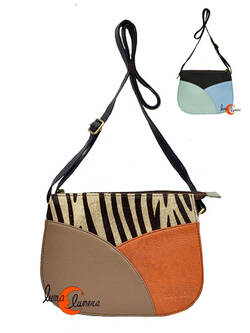 Soruka, bolsos de piel de colores. Bolso grande redondo REVERSIBLE print, cebra.