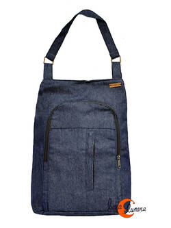 Mochilas de tela Mugling. Mochila con cremallera trasera lisa rectangular tela vaquera.