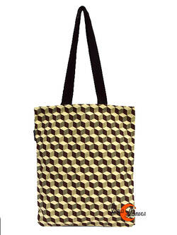 Bolsa TOTE BAG de tela de algodón Bruo. Cubos marrón.