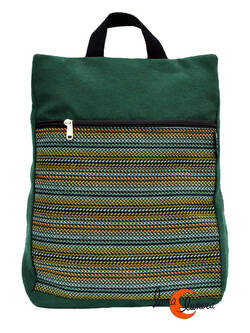 Mochilas de tela BRUO. Mochila grande verde rayinas.