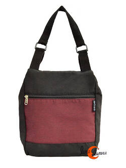 Mochilas de tela BRUO. Mochila bolso pirámide negra y granate.