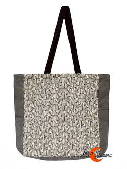 Bolsa TOTE BAG grande relieve de algodón Bruo. Mimbre gris.