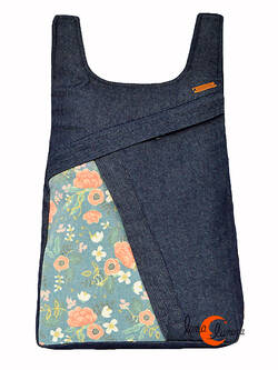 Mochilas de tela Mugling. Mochila con cremallera trasera sencilla, flores.