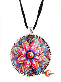 Colgante grande con dibujos. Flor mandala 3.