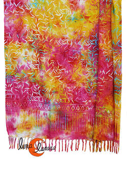 Pareo-fular Bali multicolor fucsia amarillo fuerte.