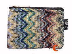 Monederos de tela Bruo.  Mini monedero pequeño con cremallera. Zig zag.