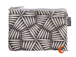Monederos de tela Bruo.  Monedero pequeño DNI con cremallera. Mimbre gris.