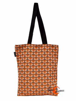 Bolsa TOTE BAG con cremallera de tela de algodón Bruo. Abanicos naranja.