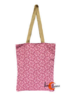 Bolsa TOTE BAG con cremallera de tela de algodón Bruo. Mimbre rosa fuerte.
