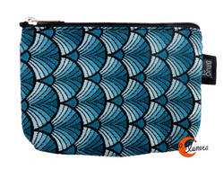 Estuches y neceseres de tela Bruo.  Estuche o pequeño neceser. Abanicos azul.