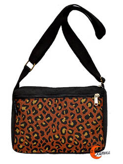 Bolsos de tela BRUO. Bolso bandolera pequeño print marrón.