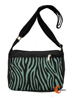 Bolsos de tela BRUO. Bolso bandolera pequeño print cebra verde.