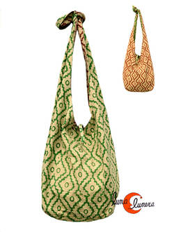 Bolso de tela grande con forma de saco con asa ancha REVERSIBLE mediano, dibujos.