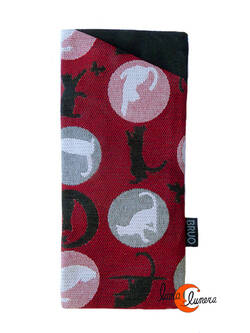 Funda de tela para gafas Bruo, gatos roja.