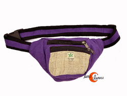 Riñonera de algodón morado y cáñamo.