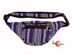 Riñonera de algodón morada rayas.