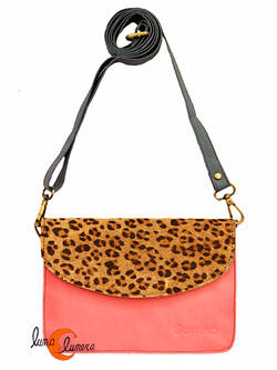 Soruka, bolsos de piel de colores. Bolso pequeño sencillo print, rosa.