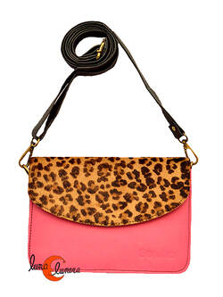 Soruka, bolsos de piel de colores. Bolso pequeño sencillo print, rosa chicle.