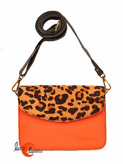 Soruka, bolsos de piel de colores. Bolso pequeño sencillo print, naranja butano.