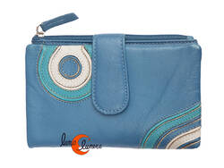 Cartera de piel Belmonte Jardín Japonés mediana 039, azul.
