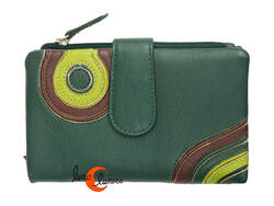 Cartera de piel Belmonte Jardín Japonés mediana 039, verde.