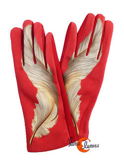 guantes pluma rojo.