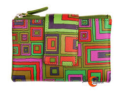 Carteras de piel Belmonte. Cartera pequeña 32. Laberinto verde.