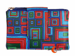 Carteras de piel Belmonte. Cartera pequeña 32. Laberinto azul.