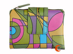 Cartera 28 de piel de colores Belmonte. Geométrica verde.