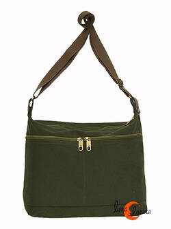 Benetti bolsos de tela, bolso dos bolsillos pequeño verde oscuro.