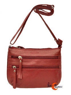 Bolso de piel Morgado 032, pequeño plano granate.