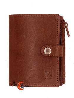 RMN carteras de piel, 90038 marrón. Cartera pequeña con monedero con cremallera.