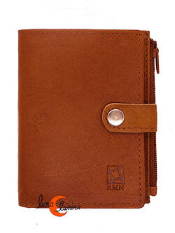 RMN carteras de piel, 90038 cuero. Cartera pequeña con monedero con cremallera.