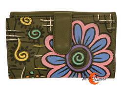 Cartera de piel suave Grescart. Mediana 092-S, verde.