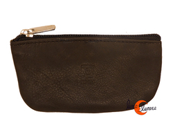 Monederos de piel MRN 8769, media luna plano marrón oscuro.