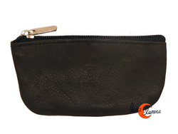 Monederos de piel MRN 8769, media luna plano negro.