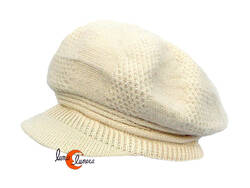 Gorra de lana con visera, blanco roto.