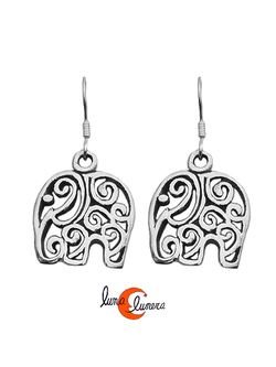 Pendientes de plata. Elefantes.
