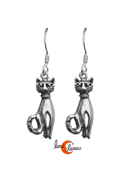 Pendientes de plata. Gatos.