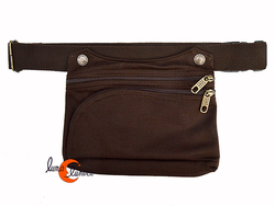 Benetti riñoneras de tela, rectangular XXL marrón chocolate.