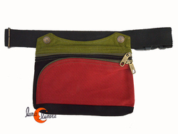 Benetti riñoneras de tela, rectangular XXL color guinda y verde.