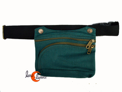 Benetti riñoneras de tela, rectangular verde petróleo.