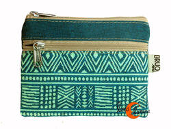 Monederos de tela Bruo.  Monedero grande de dos cremalleras. Dibujos azul.